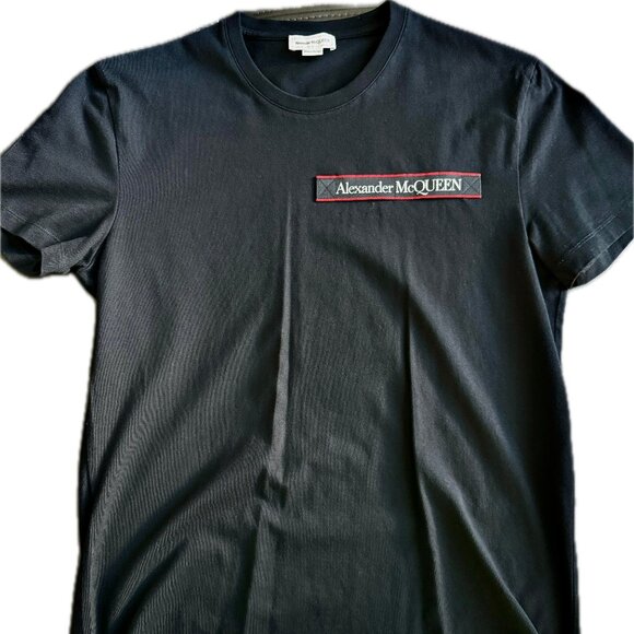 Alexander McQueen Black T-Shirt Men’s Size MediumLogo Patch TeeAuthentic